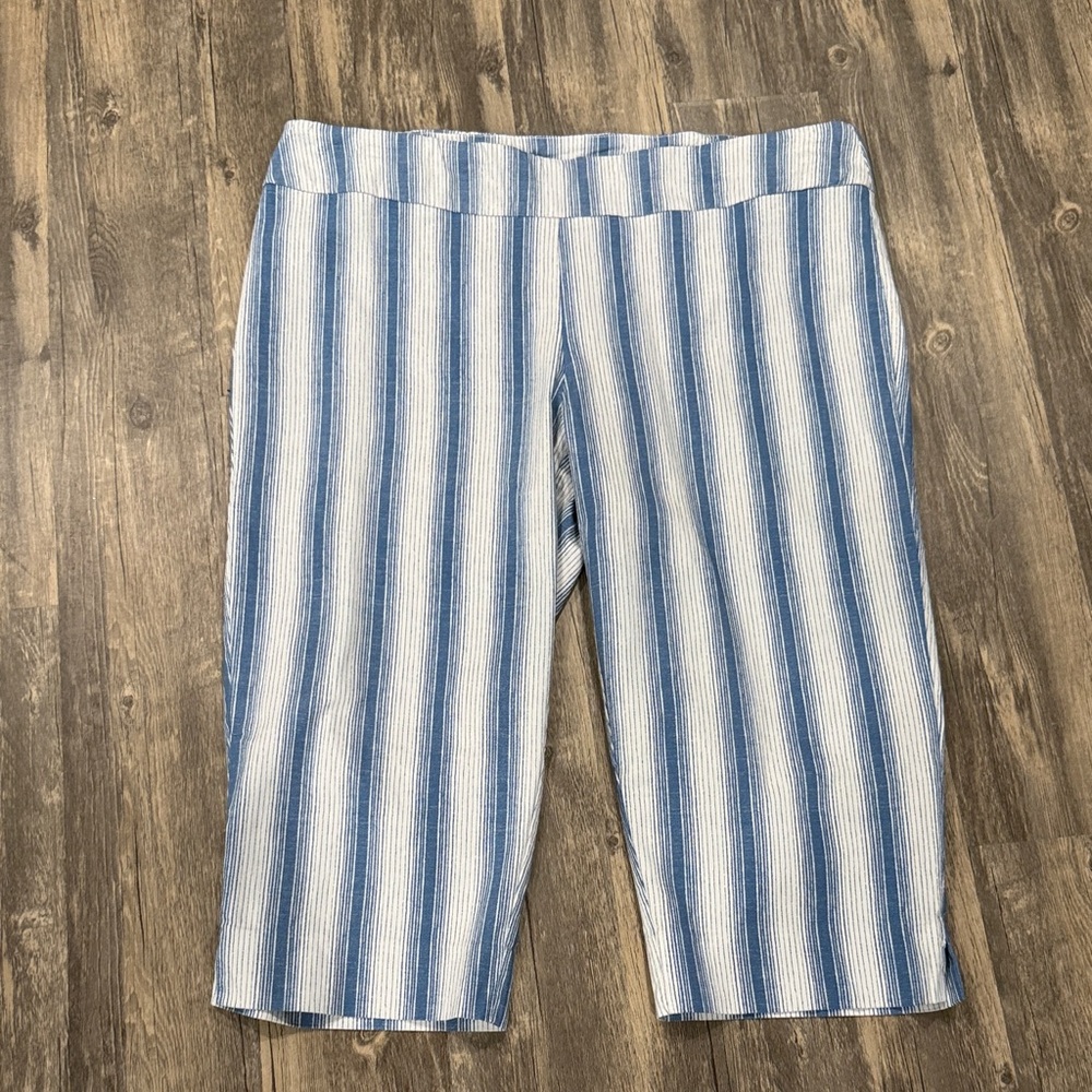 Zac & Rachel Blue and White Striped Cropped Pants